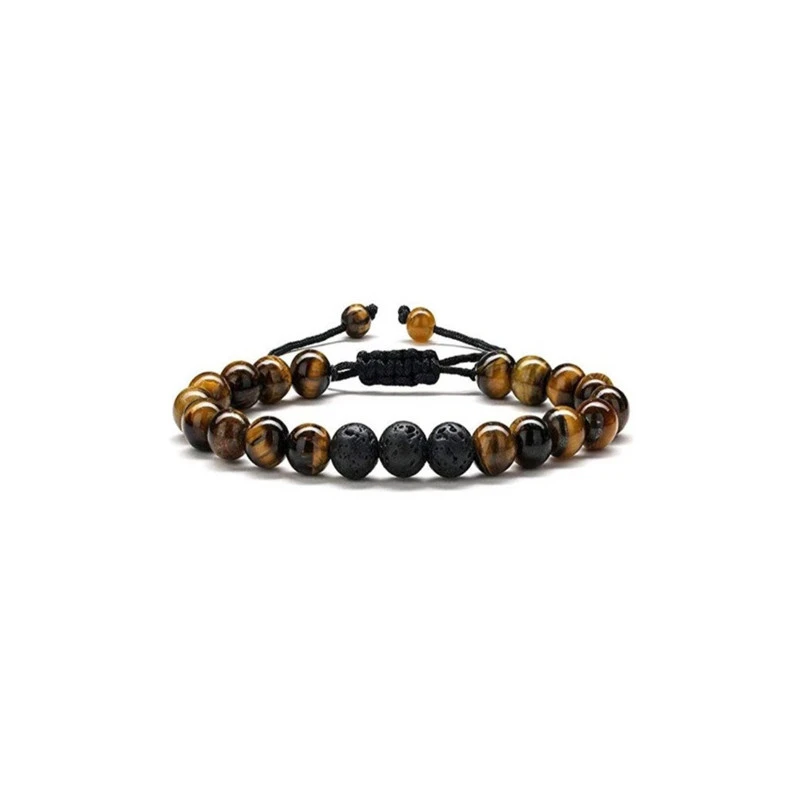 Frosted black agate bead bracelet