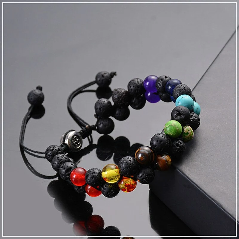 Braided adjustable double layer bracelet