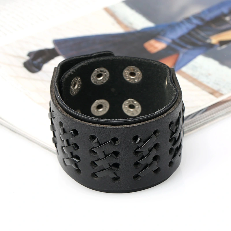 Men's woven leather bracelet