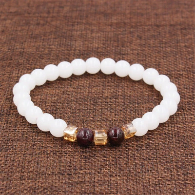 Natural garnet white jade bracelet