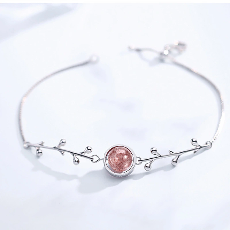 Natural strawberry crystal bracelet