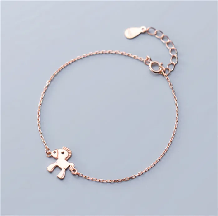 Pure Silver Benmingnian Simple Student Pony Bracelet