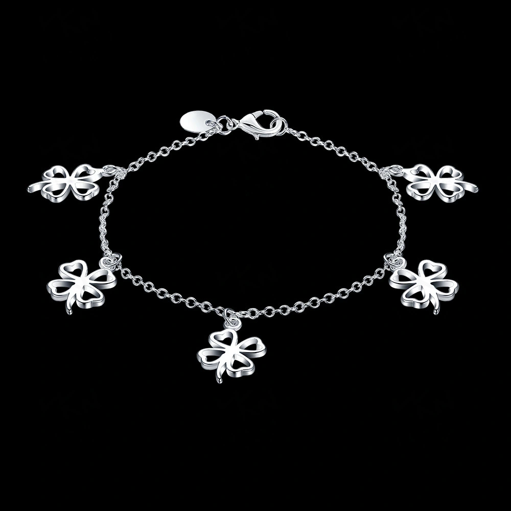 Hanging four-leaf clover bracelet