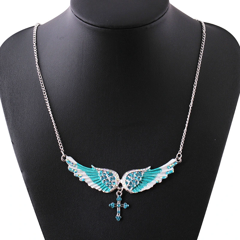 Angel Wings and Diamond Pendant Necklace