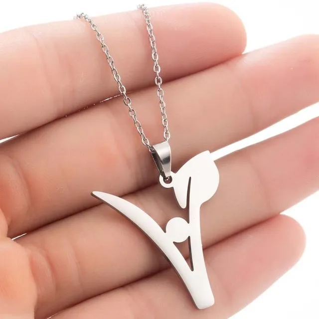 Stainless Steel Vegetarian Symbol Pendant Necklace