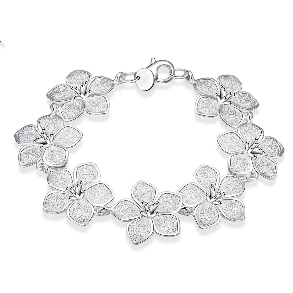 Silver-plated Seven Flower Bracelet