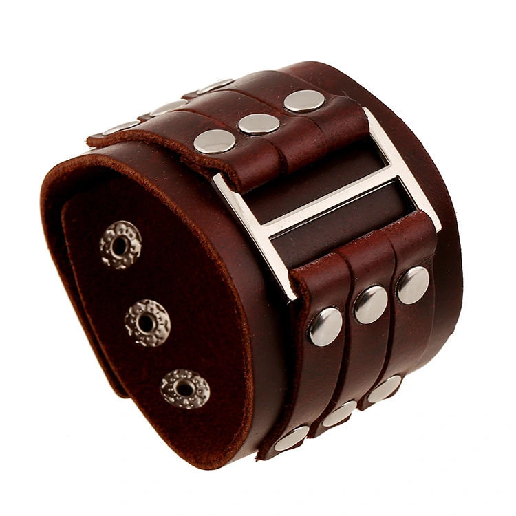 Punk wide leather bracelet