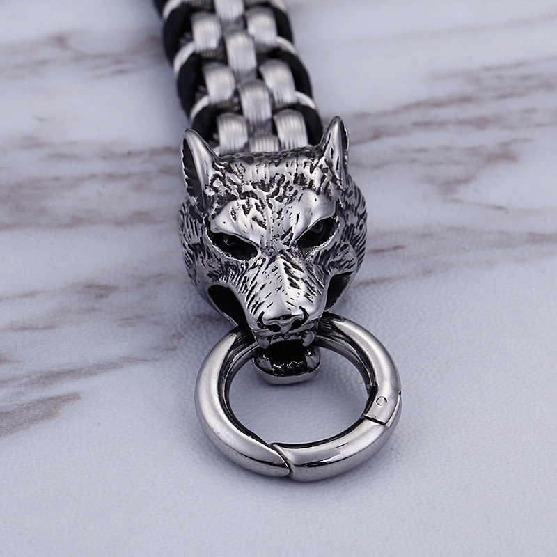 Double Wolf Head Bracelet