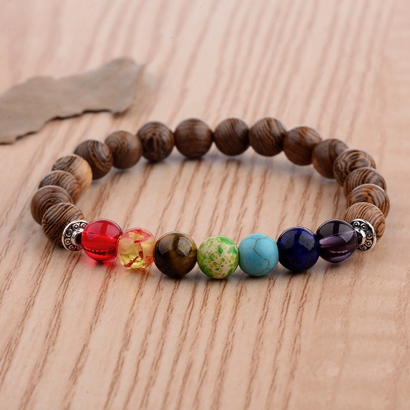 Colorful yoga chakra wooden beads
