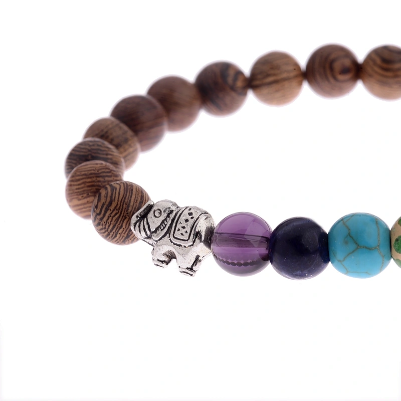 Colorful yoga chakra wooden beads