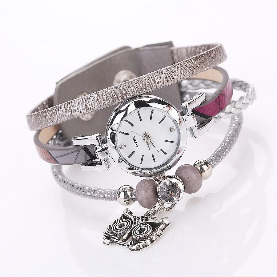 Owl Circle Bracelet Watch New Winding Watch Pu Small Twist Ladies Hand