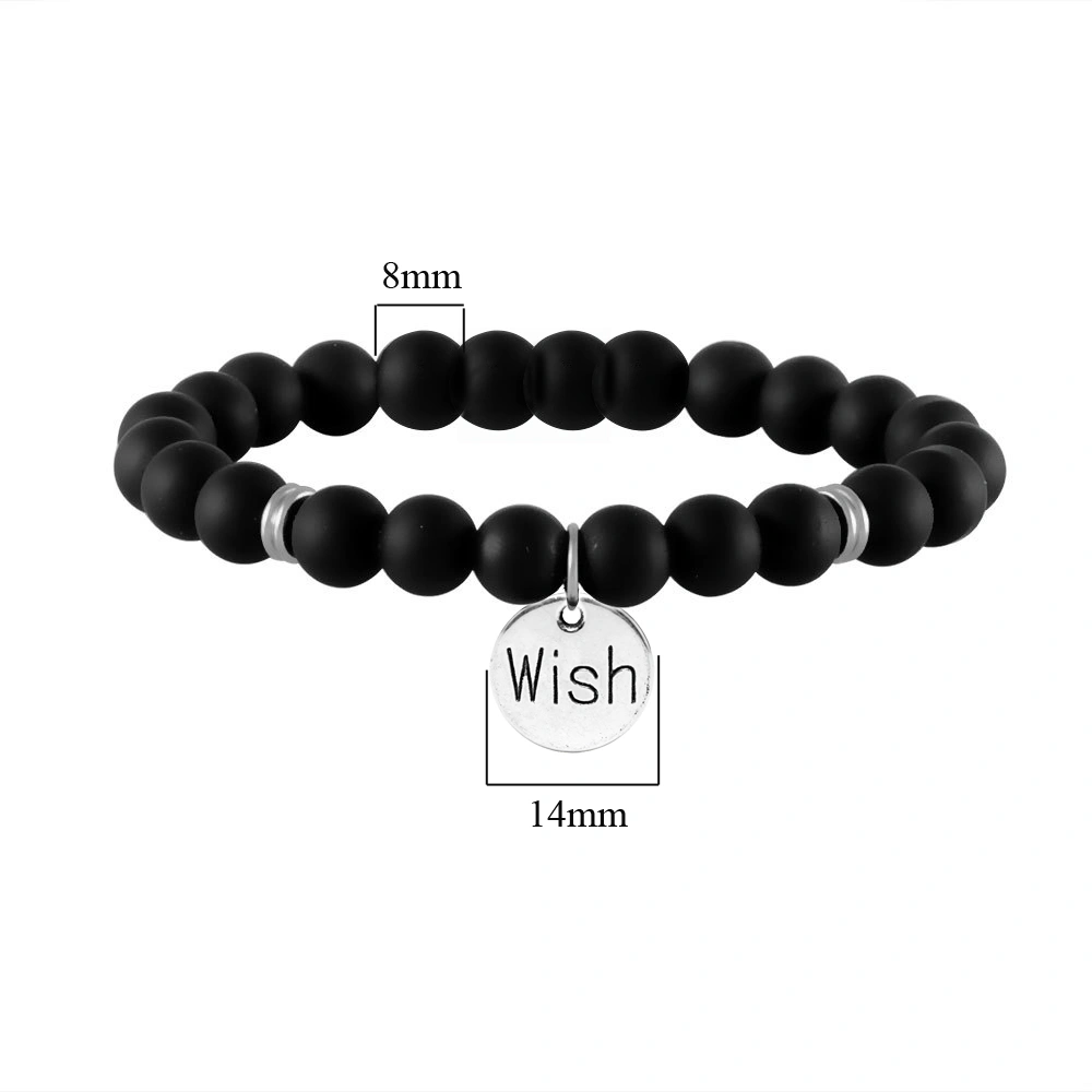 Matte Black Matte Stone With Beaded Lady's String