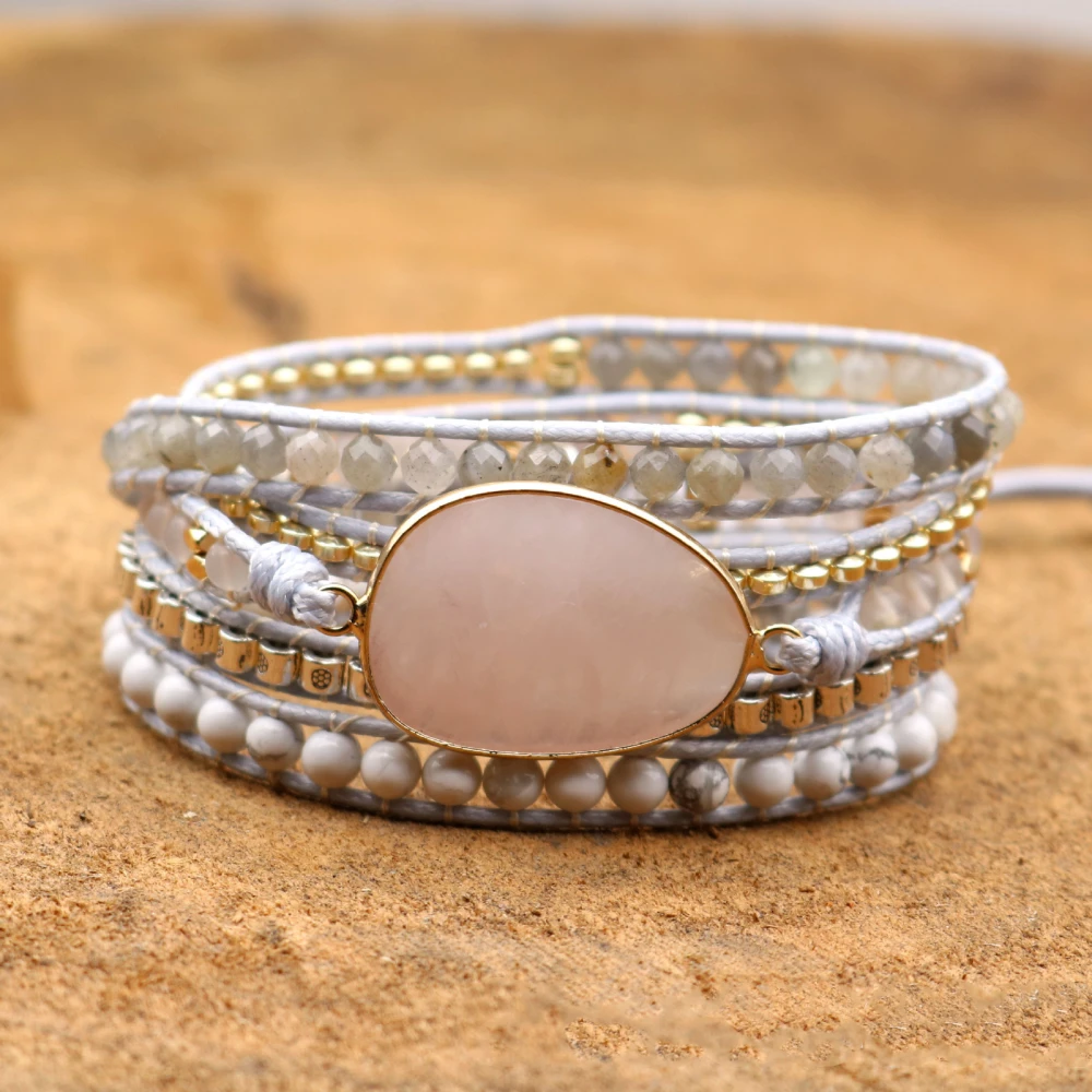 Hand-woven natural stone bracelet