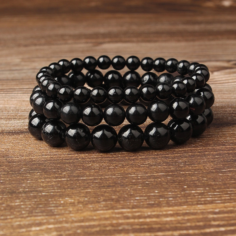 Natural black gemstone loose beads bracelet