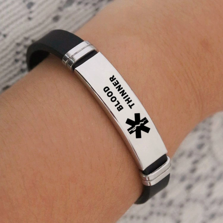 Stainless Steel Life Star Medical Silicone Bracelet