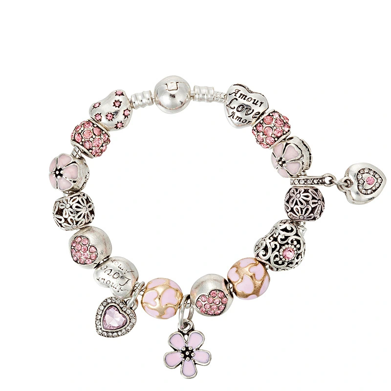 Pink drip flower bracelet