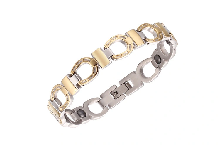 Gold Hollow U Letter Magnetic Treatment Stainless Steel Bracelet