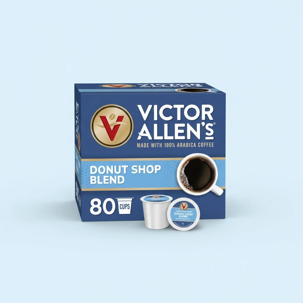 Victor Allen's Coffee Donut Shop Blend, Medium Roast, 80 Count, Single Serve Coffee Pods for Keurig K-Cup Brewers
