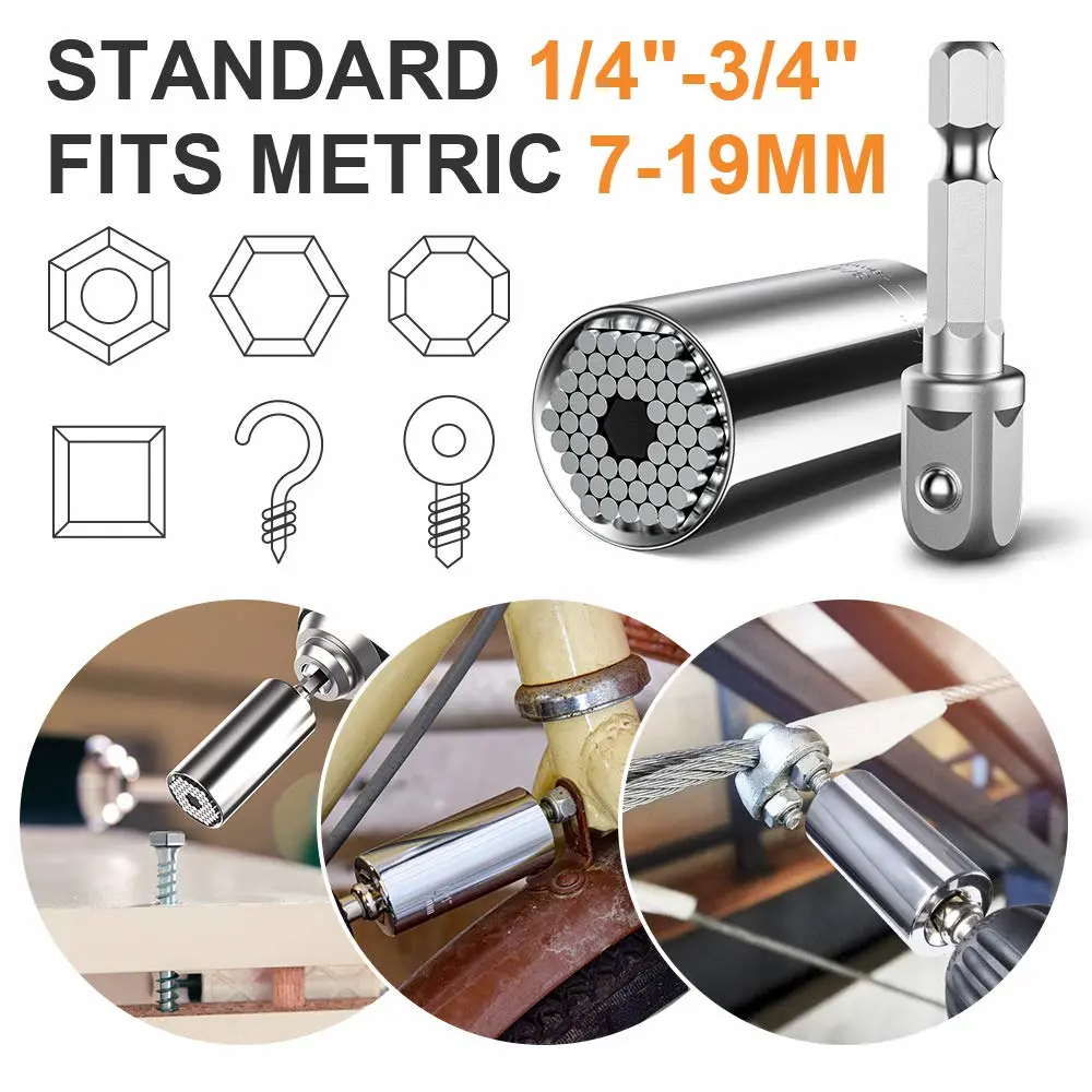 Super Universal Socket Tools Gifts for Men - Gifts for Dad Fathers Day from Kids Son Daughters Wife Grip Set with Power Drill Adapter Cool Stuff Ideas Gadgets for Men Birthday Gifts for Women Husband