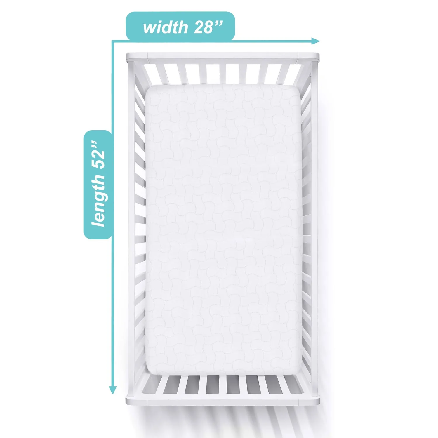 American Baby Company Waterproof Fitted Crib and Toddler Mattress Protector, Quilted and Noiseless Crib & Toddler Mattress Pad Cover, White, 52"x28"x9"
