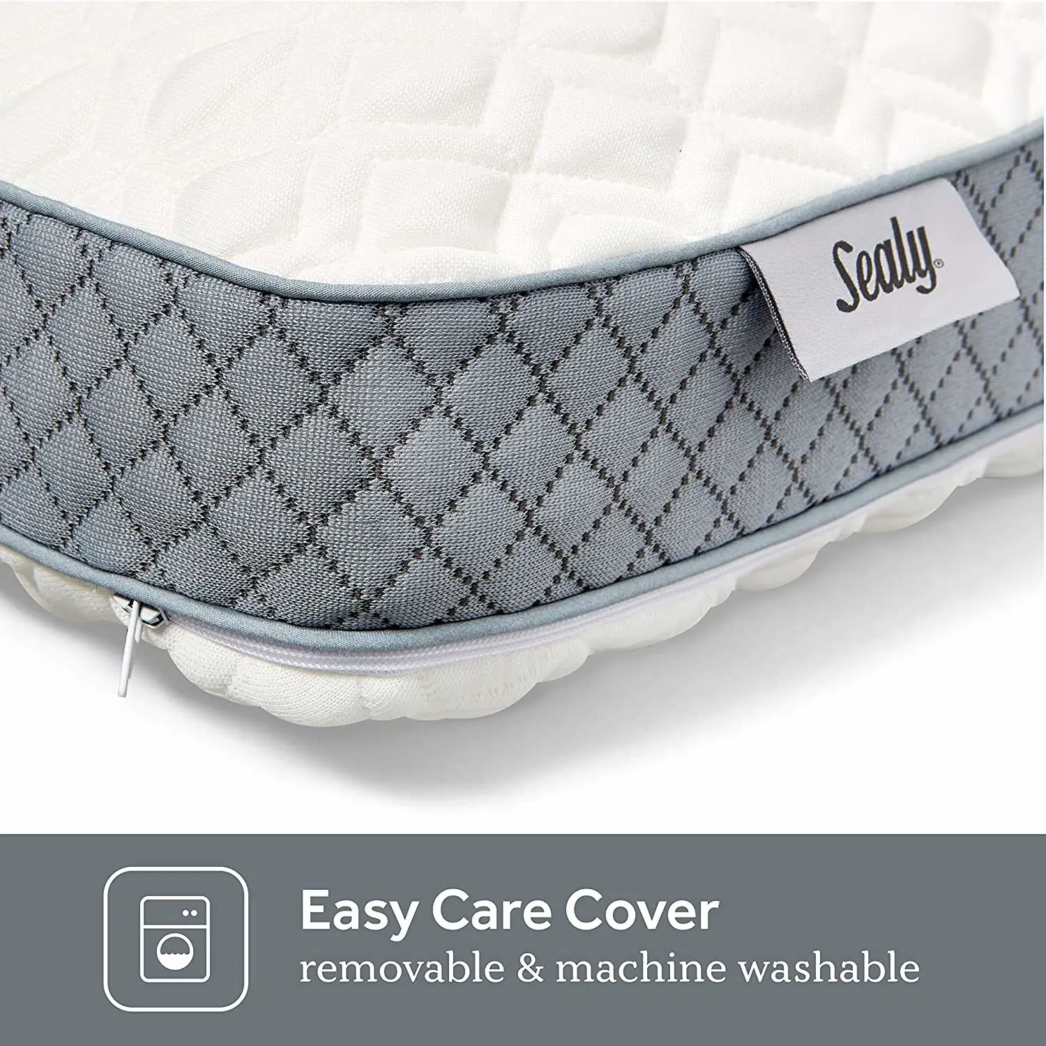 Sealy Molded Bed Pillow for Pressure Relief, Adaptive Memory Foam with Washable Knit Cover, Standard, 16x24x5.75 Inches, White, Grey