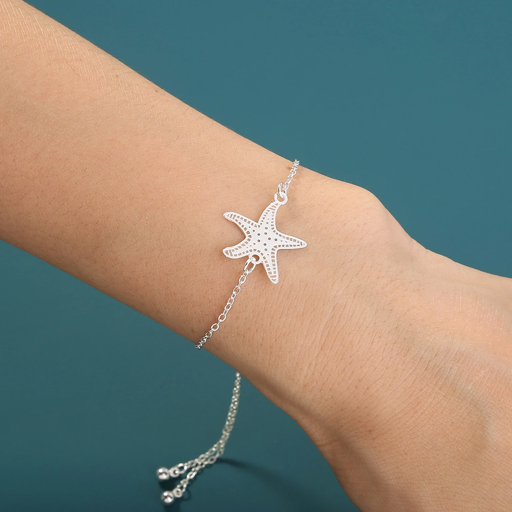 Silver starfish, glow-in-the-dark shrink bracelet