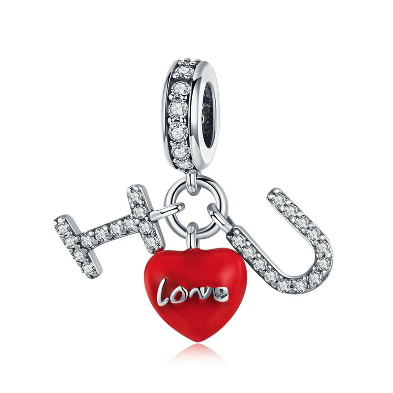 I LOVE YOU Lady Beaded Bracelet Accessory Silver Pendant