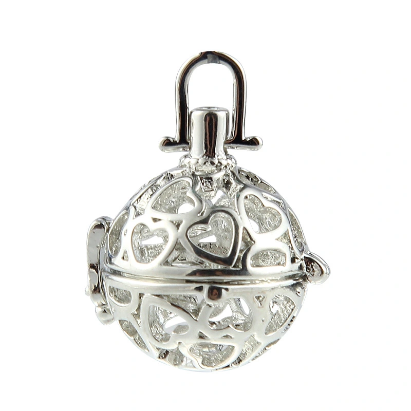 Geometric Peach Heart Hollow Ball Aromatherapy Essential Oil Pendant