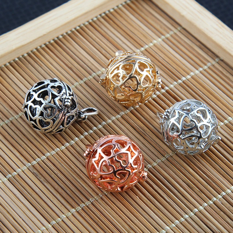 Geometric Peach Heart Hollow Ball Aromatherapy Essential Oil Pendant