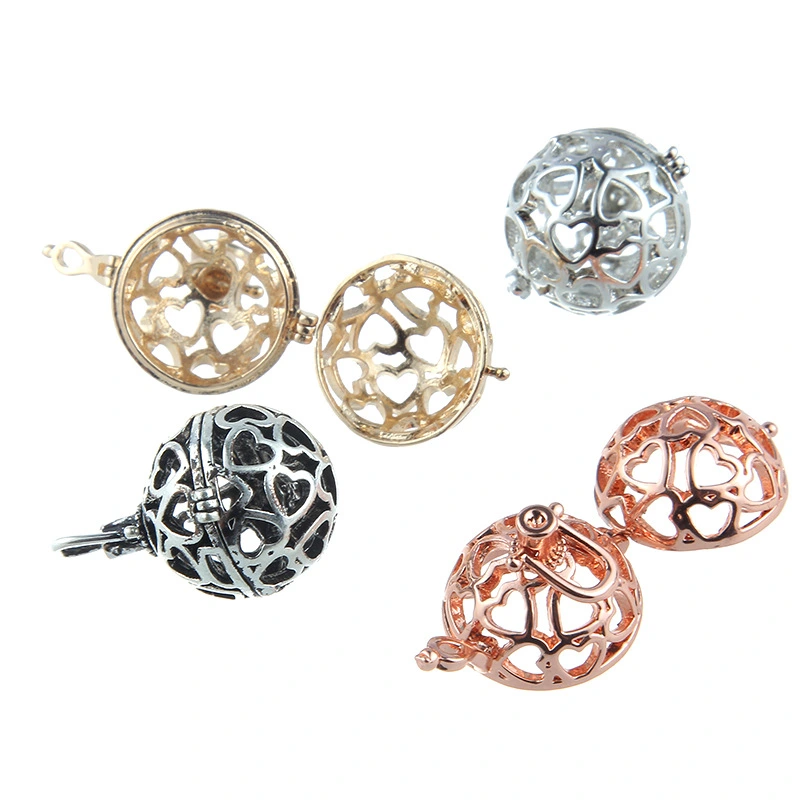 Geometric Peach Heart Hollow Ball Aromatherapy Essential Oil Pendant