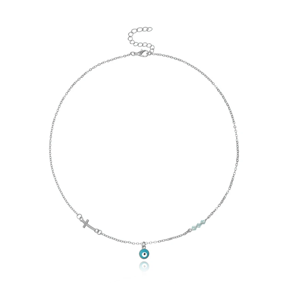 Pendant Fashion Cross Clavicle Chain Simple European And Beautiful Turquoise Necklace