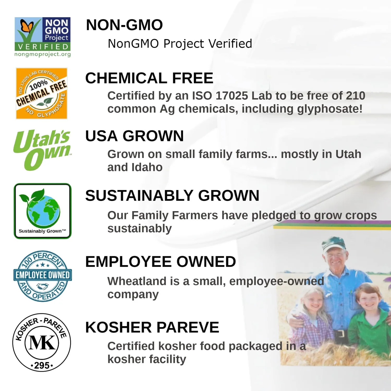 Hard White Wheat Berries : Wheatland™ : 25 lb Bulk: Emergency Preparedness : Mylar : Oxygen Absorber : 30 Year Shelf Life : Non GMO: NO Glyphosate : Long Term Food Storage