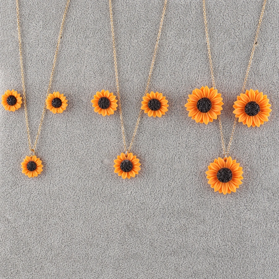 Sun Flower Earrings Necklace Set Sunflower Necklace Earrings