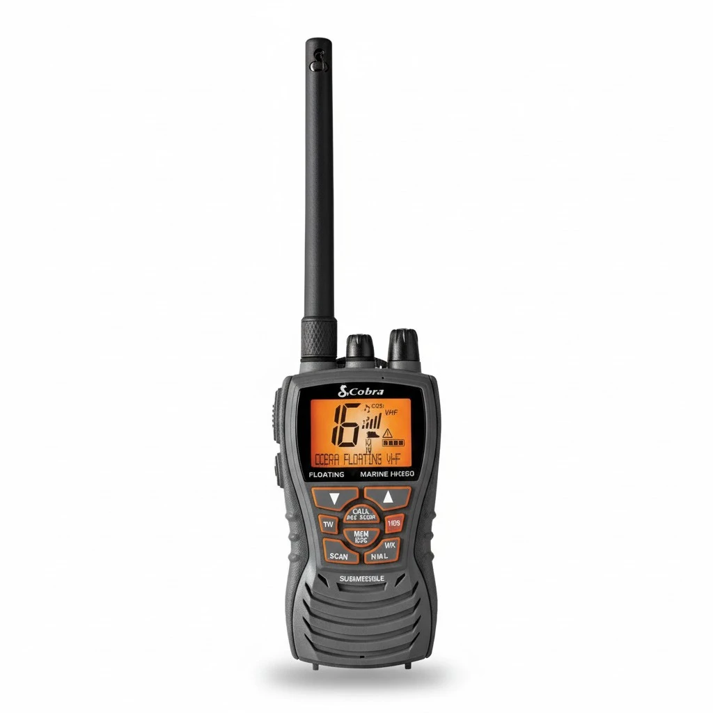 Cobra MR HH350 FLT Handheld Floating VHF Radio - 6 Watt, Submersible, Noise Cancelling Mic, Backlit LCD Display, NOAA Weather, and Memory Scan, Grey