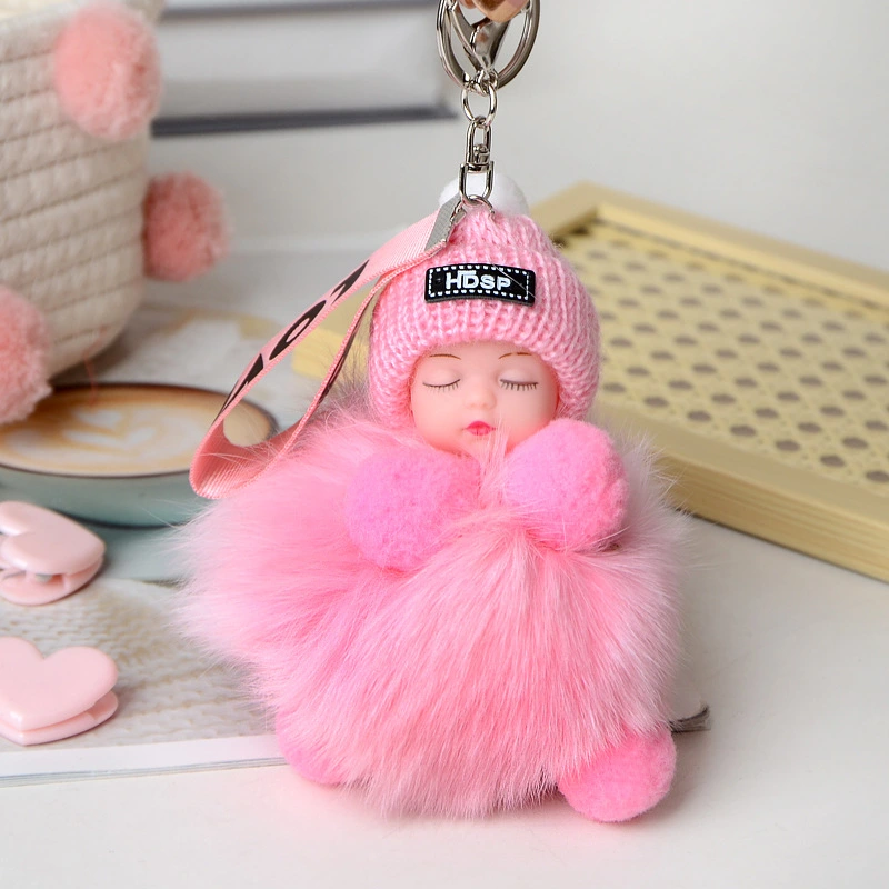 New Style Fox Fur Ball Sleeping Doll Keychain