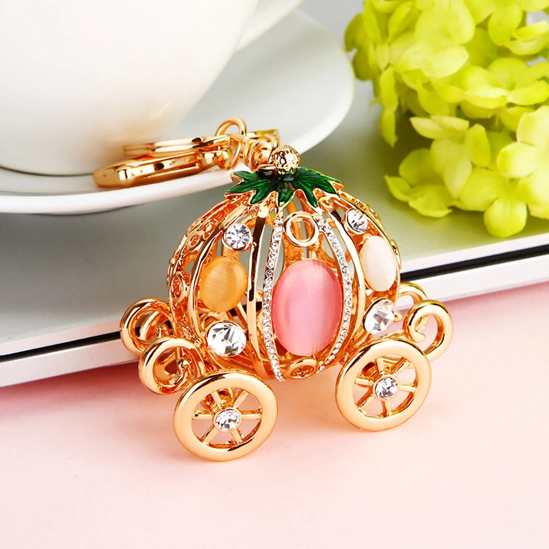 Creative Opal Car Keychain Pendant Novelty Pumpkin Car Cute Pendant Accessory Key Chain Foreign Trade