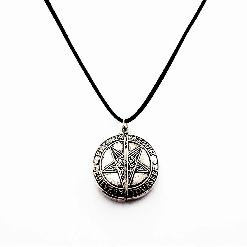 Gothic Style Steampunk Ancient Silver Five-pointed Star Mechanical Gear Movement Open Leather Rope Necklace For Men And Women