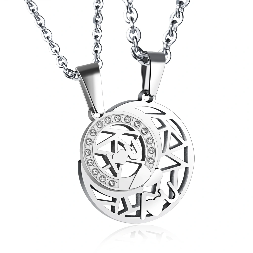 Sun Moon Couple Necklace Titanium Steel Pendant