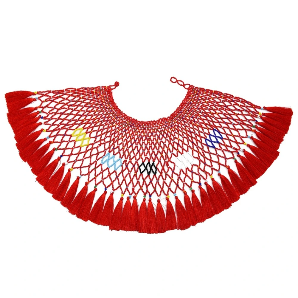 New European And American Fashion Zinc Shawl, Personality Trend Exaggerated Color Rice Bead Necklace