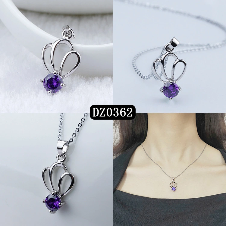 Simple Heart-shaped Purple Zircon Pendant