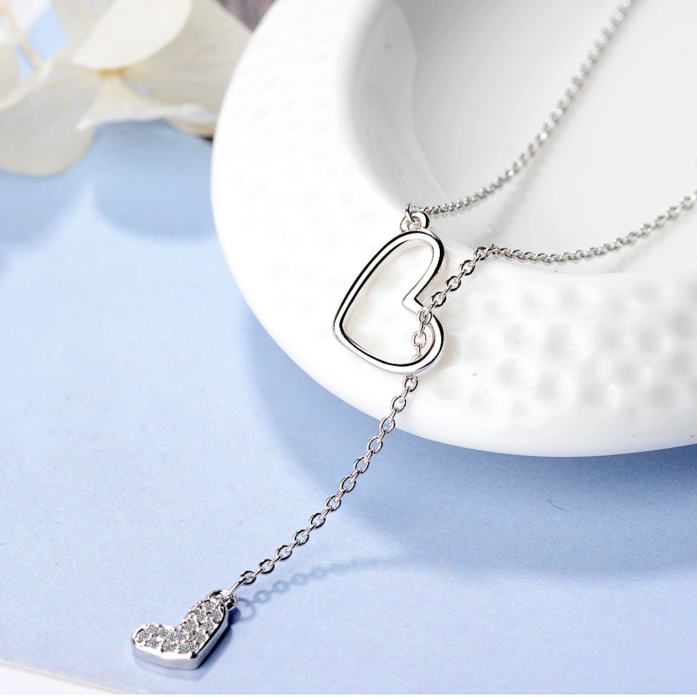 Double Love Adjustable Short Sweater Chain Necklace