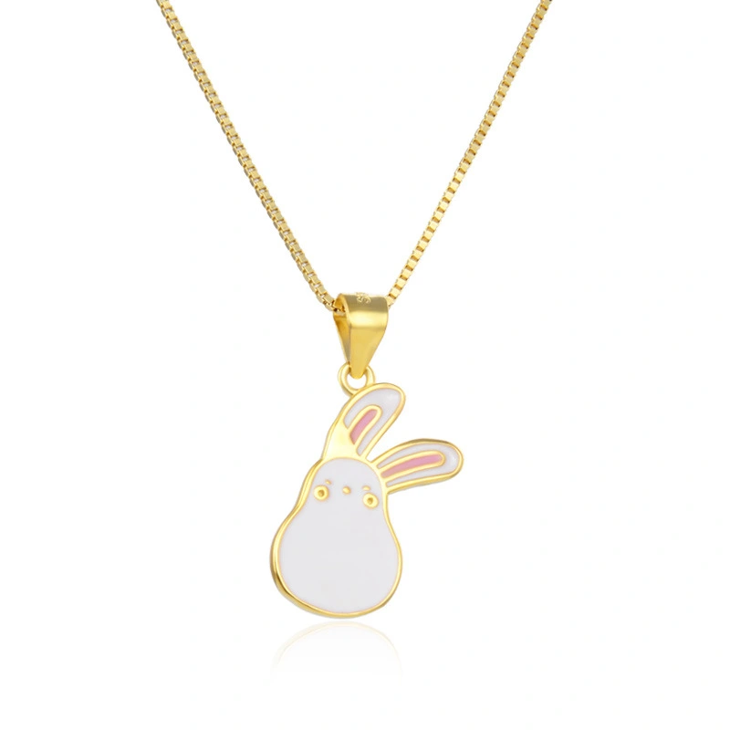 S925 Sterling Silver Necklace Ladies Ins Wind  White Rabbit Bunny Pendant