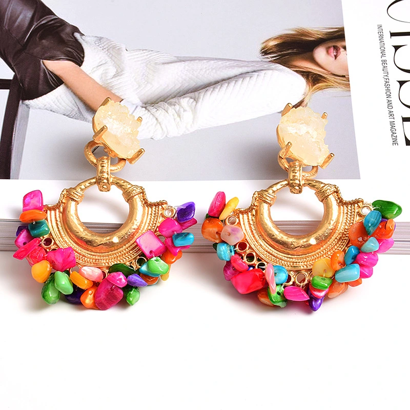 European Style Fashion Earrings Za Exaggerating Stone Color