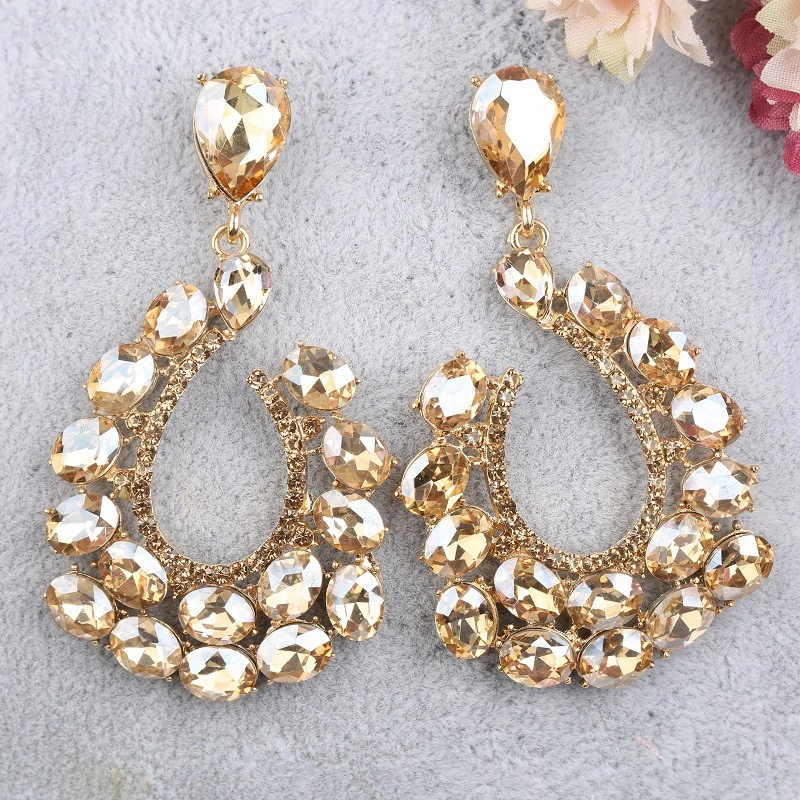 Crystal Ladies Earrings Zinc Alloy European And American Style Dress Party Earrings