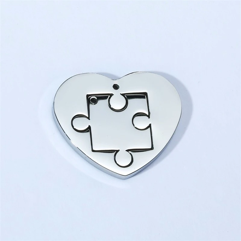 Stainless steel heart-shaped puzzle lovers pendant