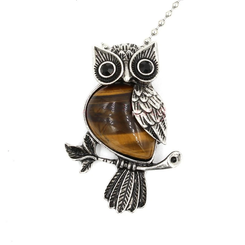 Natural Crystal Vintage Owl Pendant Pendant