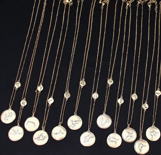 Women's 12 constellations Gold Pendant