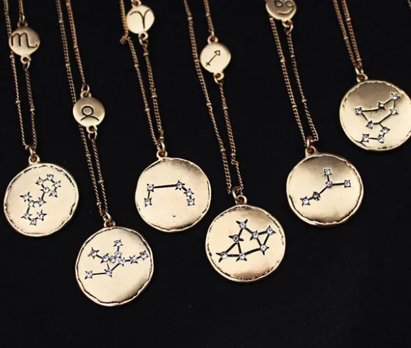 Women's 12 constellations Gold Pendant