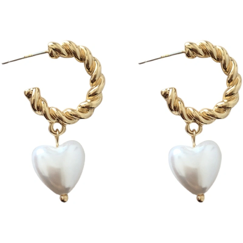 Pearl Love Earrings Simple Personality C-Shaped Twist Earrings