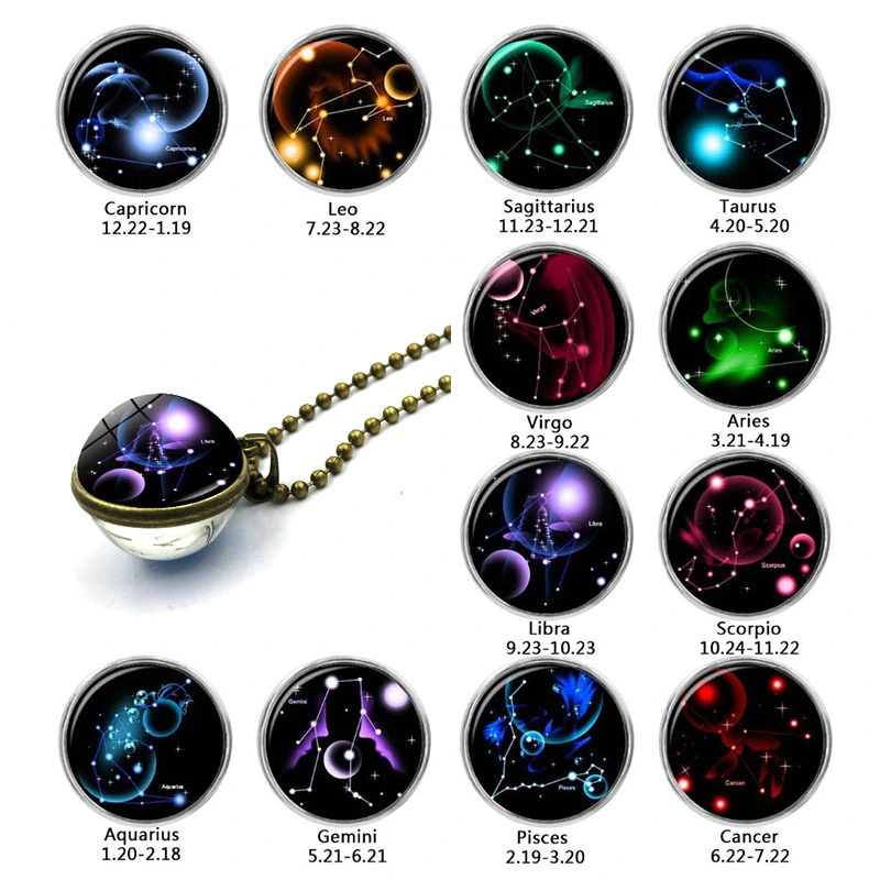 Twelve constellation time gem necklace